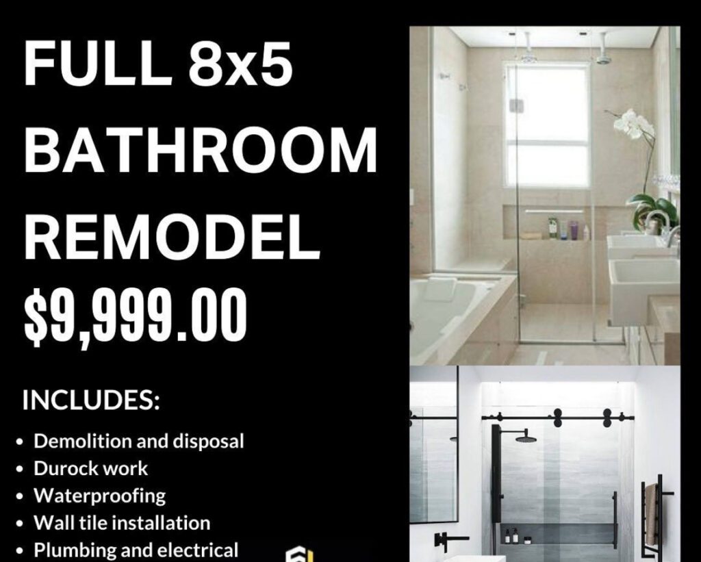 A bathroom remodel with the price of a tub and shower.